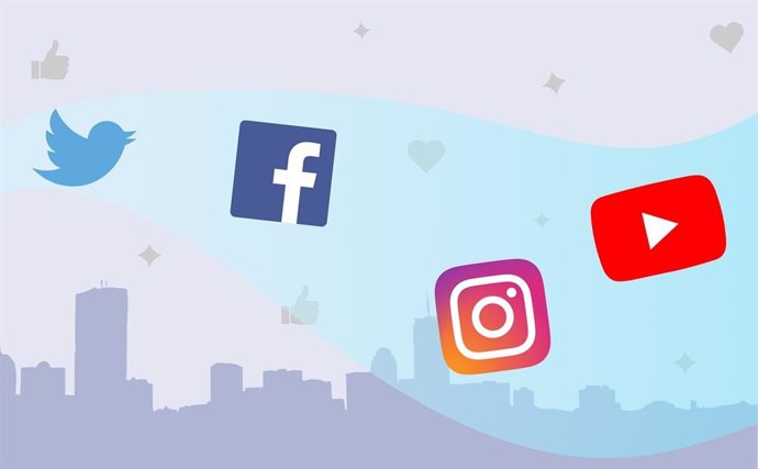 Logos de Twitter, Facebook, Instagram y YouTube