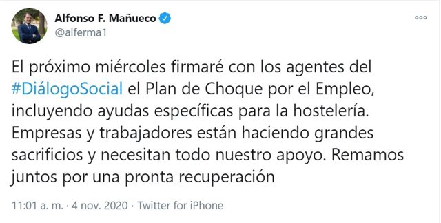 Tuit de Alfonso Fernández Mañueco.