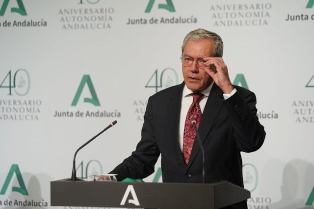 El consejero de Transformación Económica, Industria, Conocimiento y Universidades, Rogelio Velasco, durante la rueda de prensa