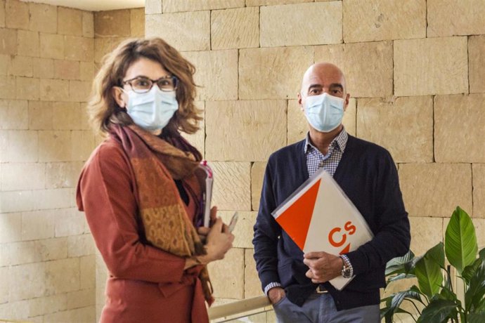 Los concejales de Ciudadanos Rocío Fernández e Ignacio Tricio, en el Ayuntamiento de Logroño