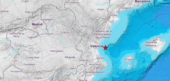 El Golfo de Valencia ha registrado en la mañana de este miércoles un movimiento sísmico de magnitud 3