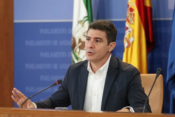 El portavoz parlamentario de Ciudadanos (Cs), Sergio Romero, en rueda de prensa