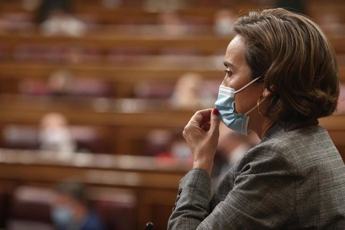 La portavoz el Grupo Popular, Cuca Gamarra, durante una sesión de control al Gobierno en el Congreso de los Diputados, en Madrid, (España), a 28 de octubre de 2020. El Gobierno responderá, entre otras cuestiones, a lo relativo al estado de alarma declar