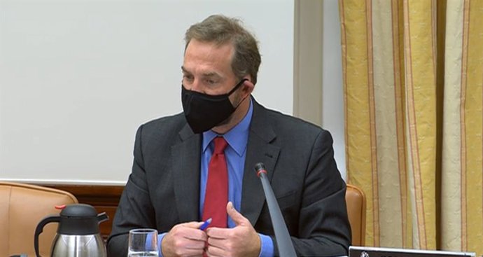 El secretario de Estado de Turismo, Fernando Valdés, durante su comparecencia en el Congreso de los Diputados en la Comisión de Industria, Comercio y Turismo para explicar el proyecto de Presupuestos de 2021.