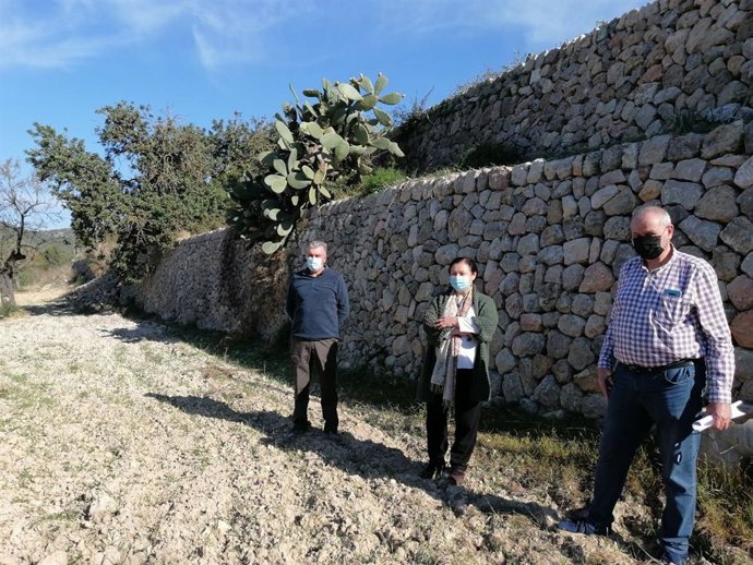 La consejera Mae de la Concha junto a Mateu Morro, gerente de Fogaiba, y el ganadero Sebastián Castells.