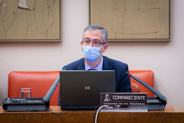 El gobernador del Banco de España, Pablo Hernández de Cos, en el Congreso.