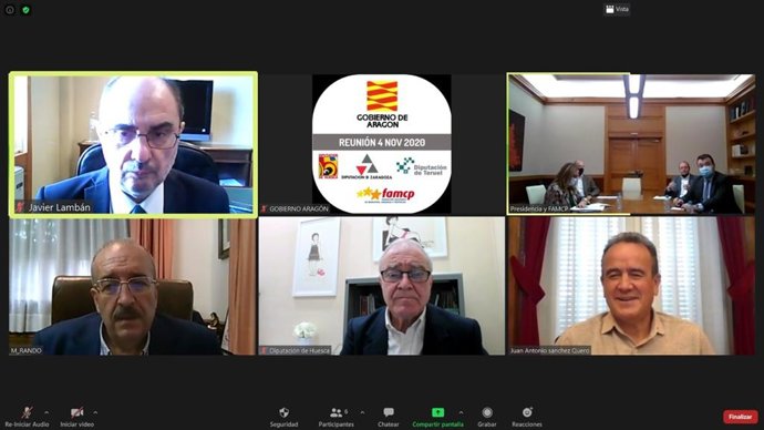 Videoconferencia del Gobierno de Aragón, Ayuntamientos y Diputaciones para aunar para rescatar los sectores más damnificados