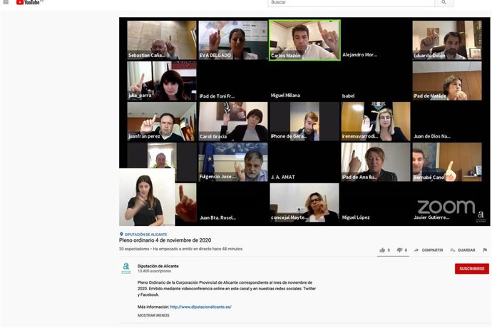 Pleno ordinario del mes de noviembre de la Diputación de Alicante