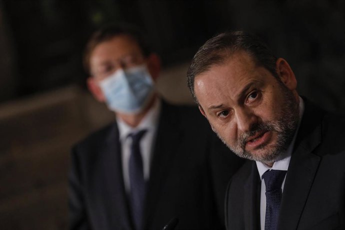 El Ministro de Transportes, Movilidad y Agenda Urbana, José Luis Ábalos, interviene en la presentación del proyecto de Presupuestos Generales del Estado 2021 correspondientes a su Departamento destinados a la Comunidad Valenciana