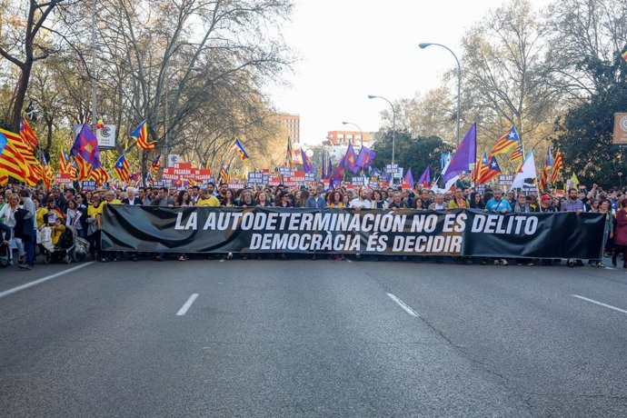 Manifestació independentista a Madrid contra el judici del procés.