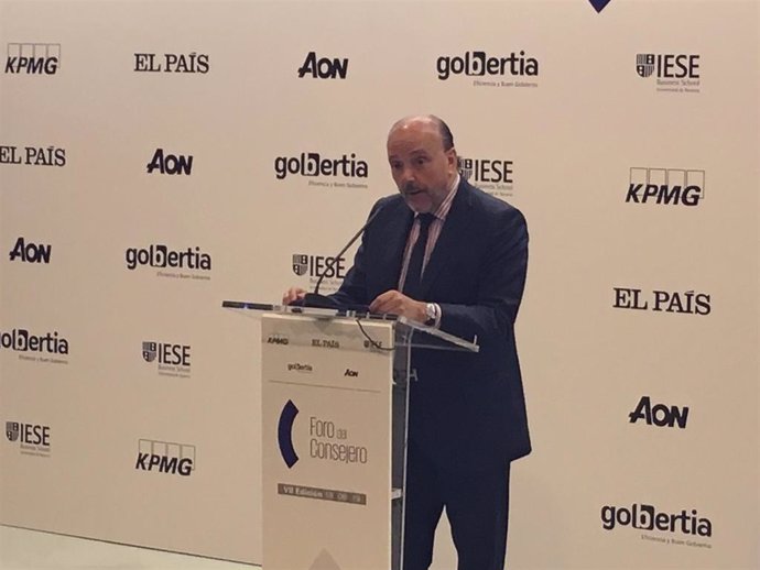 El presidente del Grupo Prisa, Javier Monzón, interviene en el VII Foro Anual del Consejero, organizado por KPMG, IESE y 'El País'.