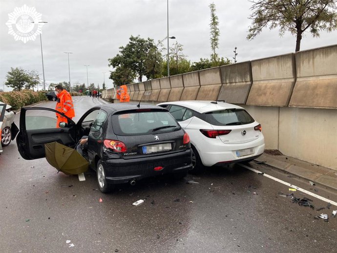 Accidente en la Ronda Norte de Castelló con nueve vehículos implicados