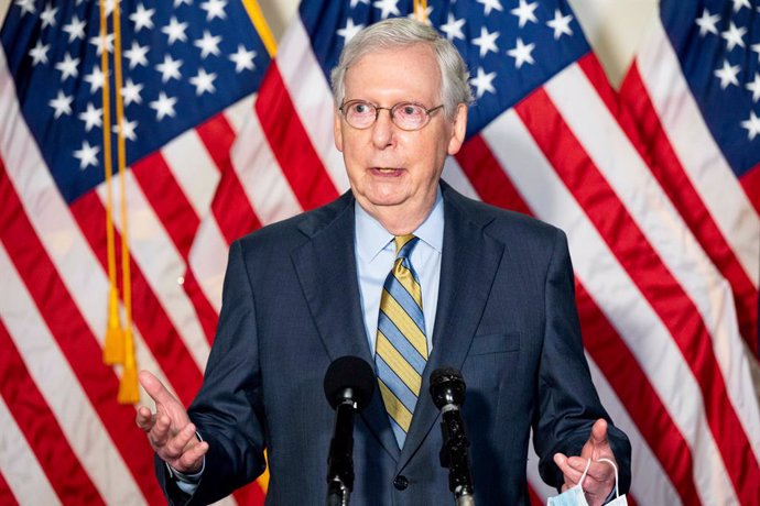 22 September 2020, US, Washington: US Senate Majority Leader Mitch McConnell speaks to during a press conference at Capitol Hill about the Senate Republican Caucus leadership. Photo: Michael Brochstein/ZUMA Wire/dpa
