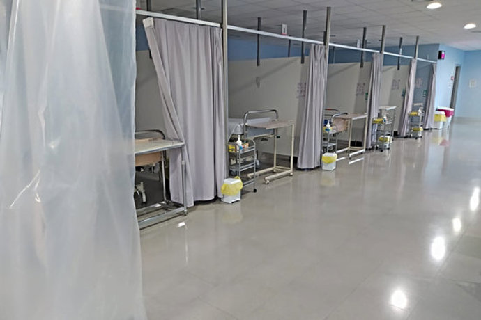 La zona de preingrés que s'ha habilitat a l'hospital de Figueres, en una imatge cedida aquest 5 de novembre del 2020. (horitzontal)