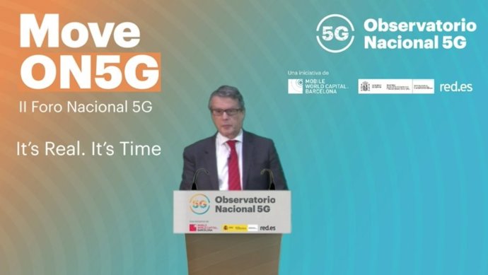 El secretario de Estado de Telecomunicaciones e Infraestructuras Digitales, Roberto Sánchez, en la clausura del II Foro Nacional 5G
