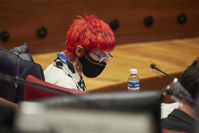 La consejera de Salud del Gobierno de Navarra, Santos Induráin, en el pleno del Parlamento de Navarra el 8 de octubre de 2020.