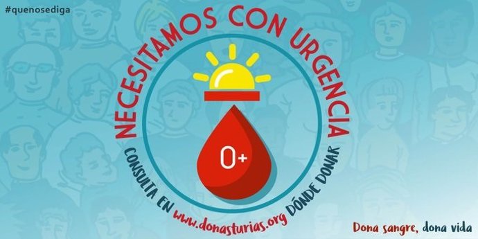 Cartel del Centro Comunitario de Sangre y Tejidos pidiendo donaciones de sangre del grupo 0+.