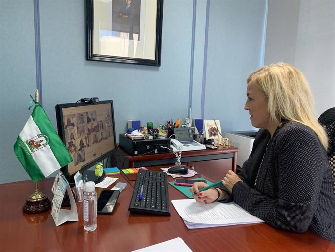 Eva Pajares en la reunión sobre la 'Estrategia de innovación económica del Campo de Gibraltar'