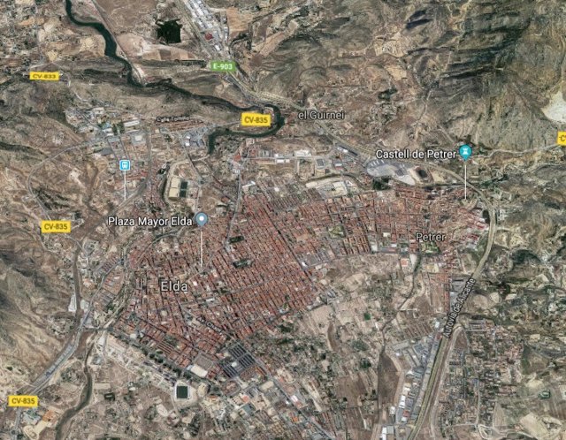 Localización de Elda y Petrer (Alicante)