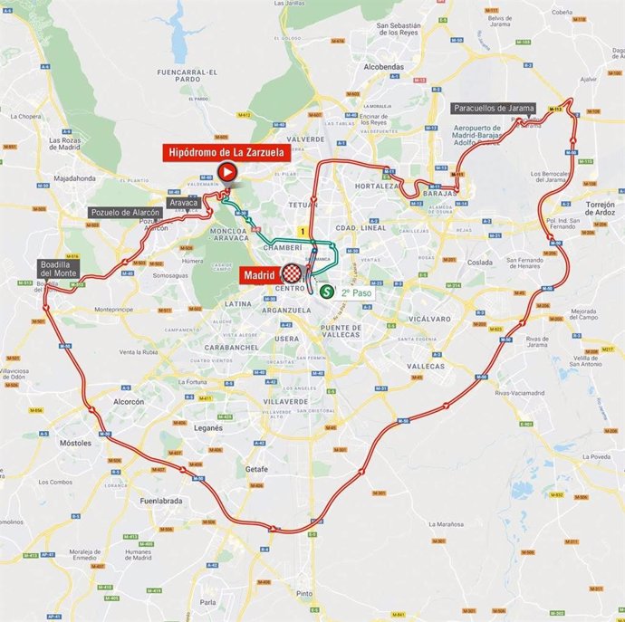 Nuevo recorrido de la etapa 18 de La Vuelta 2020, entre el Hipódromo de La Zarzuela y Madrid sobre 139,6 kilómetros