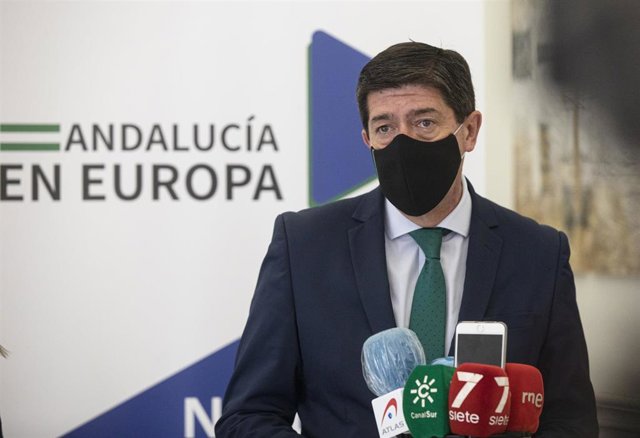 El vicepresidente de la Junta de Andalucía, y consejero de Turismo, Regeneración, Justicia y Administración Local, Juan Marín, este viernes en Sevilla