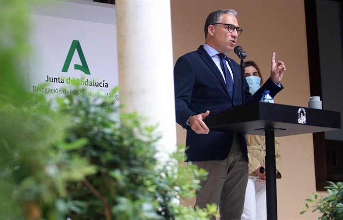 Elías Bendodo, consejero de la Presidencia, Administración Pública e Interior de la Junta de Andalucía, en la presentación de los presupuestos andaluces de 2021 para la provincia de Málaga