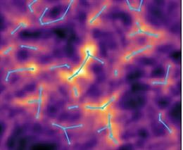 Imagen simulada de la emisión en el dominio de rayos X del gas contenido en los filamentos de la red cósmica.