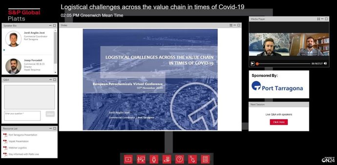 El Port de Tarragona y Vopak Terquimsa han hecho un balance positivo de su participación en el 'Platts European Petrochemicals Virtual Conference 2020'.