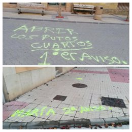 Pintadas en Cintruénigo contra el cierre de las bajeras y contra María Chivite