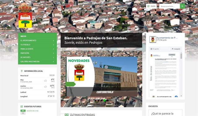 Captura de la nueva web del Ayuntamiento de Pedrajas.