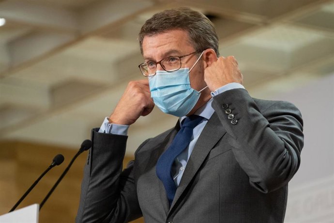 El presidente de la Xunta, Alberto Núñez Feijóo, en la rueda de prensa del Consello de la Xunta del 1 de octubre