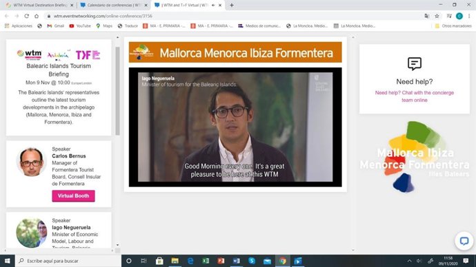 El conseller de Modelo Económico, Turismo y Trabajo, Iago Negueruela, durante su exposición en el World Travel Market.