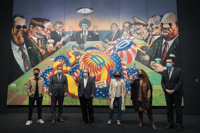 Presentación del mural contra Lemoiz expuesto en el Bellas Artes de Bilbao