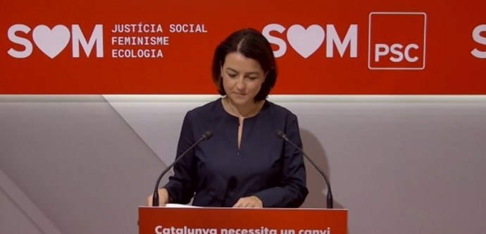 La vice-primera secretria del PSC, Eva Granados, el 5 d'octubre del 2020 en una roda de premsa telemtica