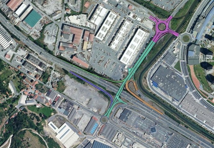 Imagen de los enlaces entre la A-8 y las rotondas de Kareaga y Aparkabisa