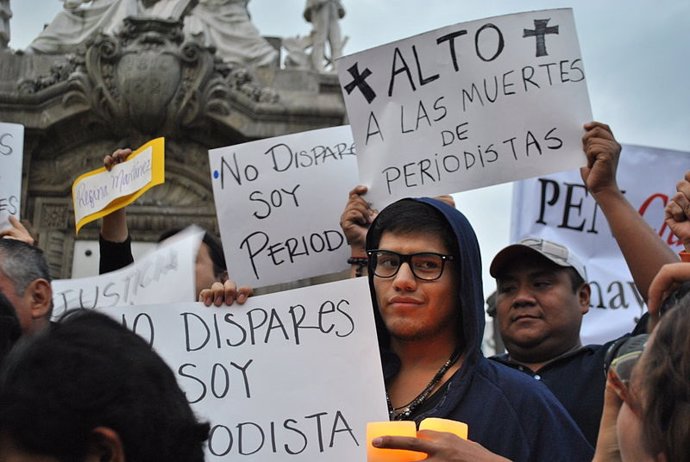 Imagen de una protesta en México denunciando los asesinatos de profesionales de la información.