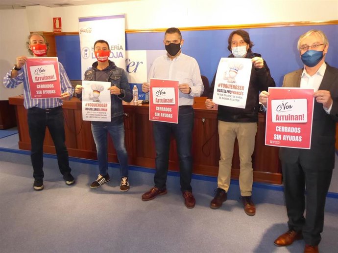Representantes de Hostelería de la FER y de FER Comercio presentan la concentración de este jueves en Logroño