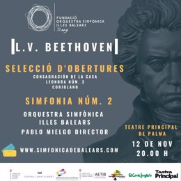 Cartel del concierto extrordinario de Beethoven que ofrece este jueves la Sinfónica en el Teatre Principal.