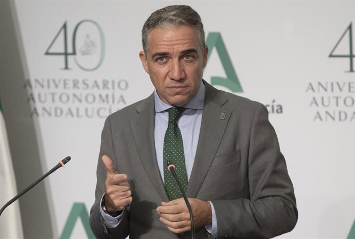 El consejero de Presidencia, Administración Pública e Interior y portavoz del Gobierno andaluz, Elías Bendodo, este martes