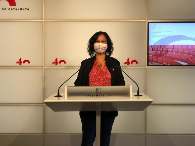 La portaveu dels comuns al Parlament, Susanna Segovia, en una roda de premsa el 10 de novembre del 2020
