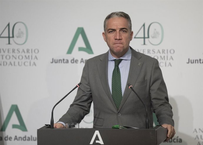 El consejero de Presidencia, Administración Pública e Interior y portavoz del Gobierno andaluz, Elías Bendodo, este martes