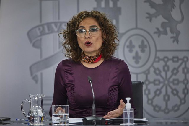 La ministra portaveu i d'Hisenda, María Jesús Montero, durant una roda de premsa. La Moncloa, Madrid, (Espanya), 10 de novembre del 2020. 