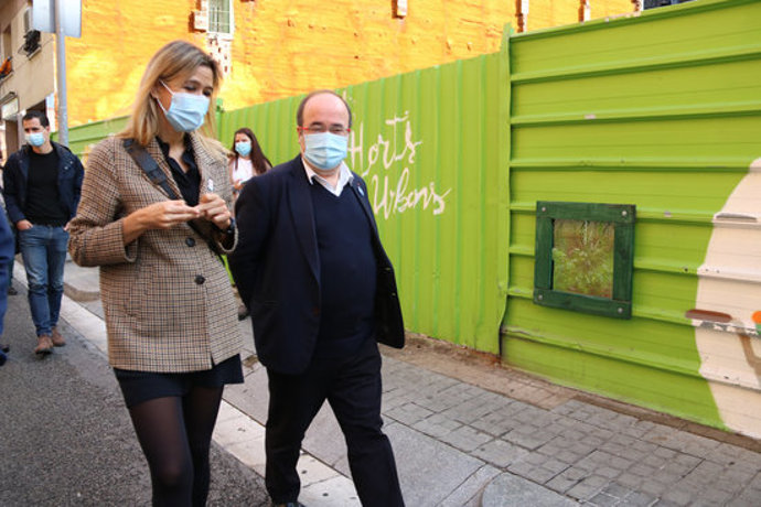 Pla americ de l'alcaldessa de Santa Coloma de Gramenet, Núria Parlon, i el primer secretari del PSC, Miquel Iceta, el 10 de novembre de 2020. (Horitzontal)