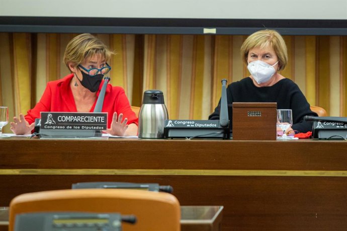 La presidenta del Consejo General de la Abogacía Española, Victoria Ortega, durante su comparecencia este lunes en el Congreso