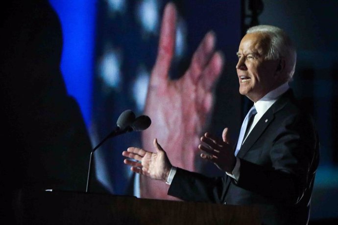 07 November 2020, US, Wilmington: USpresident-elect Joe Biden delivers a speech at Chase Center after defeating incumbent President Donald Trump to become the US 46th president. Photo: Saquan Stimpson/ZUMA Wire/dpa