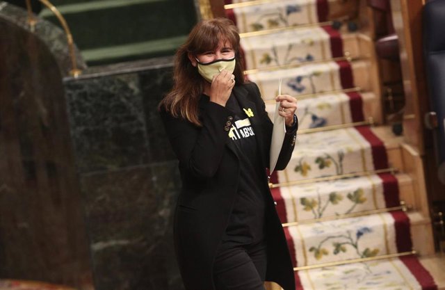 La portavoz de JxCat en el Congreso, Laura Borràs, durante una sesión plenaria en el Congreso de los Diputados, en Madrid, (España), a 28 de octubre de 2020. Esta intervención se produce tras una sesión de control al Gobierno donde han respondido, entre o