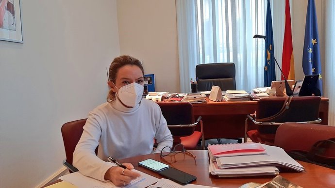 La portavoz y presidenta del PP de Asturias, Teresa Mallada, en su despacho de la Junta General.