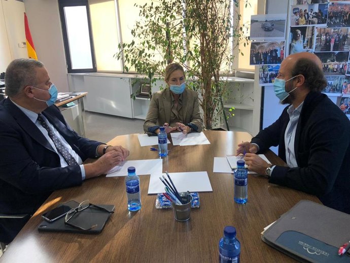 La vicesecretaria de Organización del PP, Ana Beltrán, se reúne con el director general de la Fundación Toro de Lidia, Borja Cardelús. Le acompaña el senador murciano del PP Francisco Bernabé. En Madrid, 11 de noviembre de 2020.