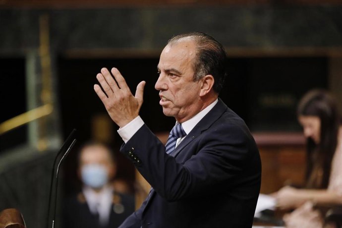 El portavoz adjunto de UPN en el Congreso, Carlos García Adanero, interviene en  una sesión plenaria en el Congreso 