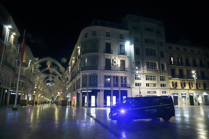 Imagen del centro de Málaga durante el toque de queda